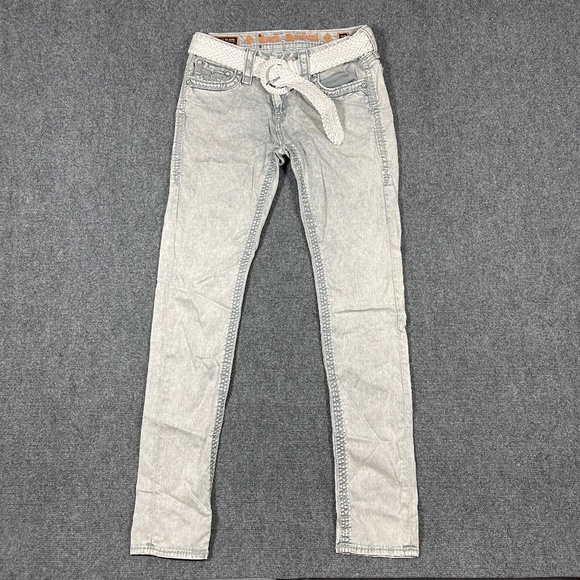 Y2K Rock Revival Jeans Womens 29 Ashley Skinny Low Rise Light Wash Gray 0656 - Picture 1 of 11